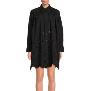 Ganni Broderie Anglaise Eyelet Mini Shirtdress